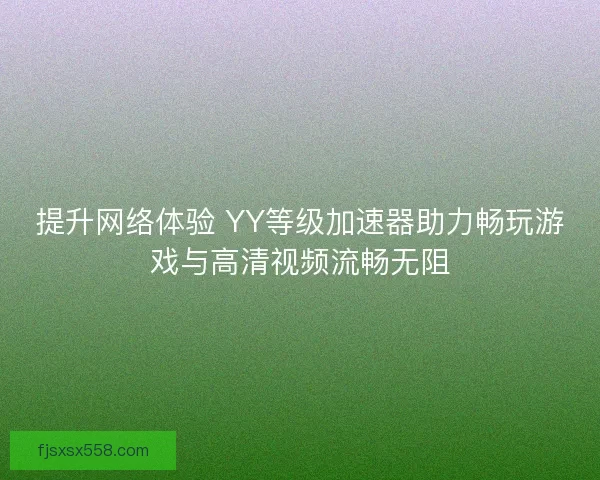 提升网络体验 YY等级加速器助力畅玩游戏与高清视频流畅无阻